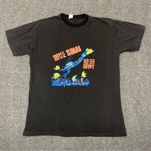 Vintage 90s Red Sea‎ Egypt Dive Black Tee Size Large
